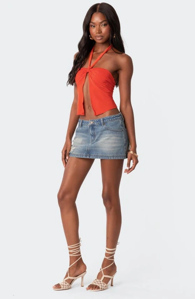 Edikted Julia Split Front Halter Top In Orange
