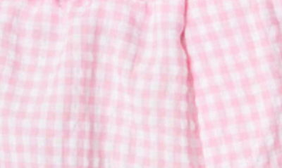 Shop Edikted Gingham Elastic Waist Cotton Blend Shorts In Pink