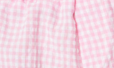 Edikted Gingham Elastic Waist Cotton Blend Shorts In Pink