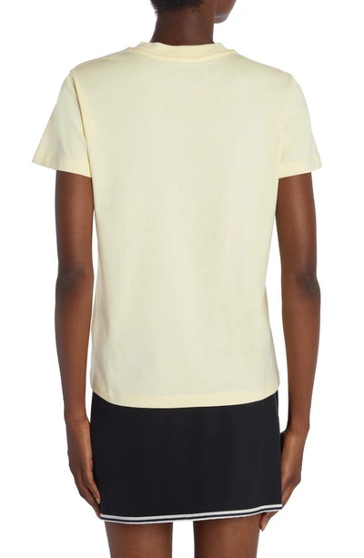 Shop Moncler Embroidered Logo Cotton Crewneck T-shirt In Yellow