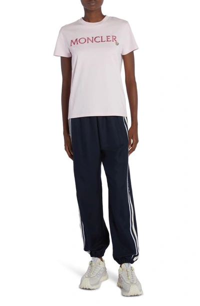 Moncler Embroidered Logo Short-sleeve T-shirt In Pink