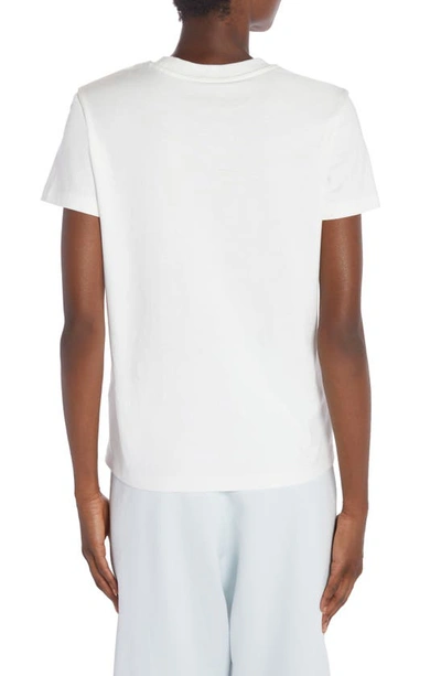 Shop Moncler Embroidered Logo Cotton Crewneck T-shirt In White