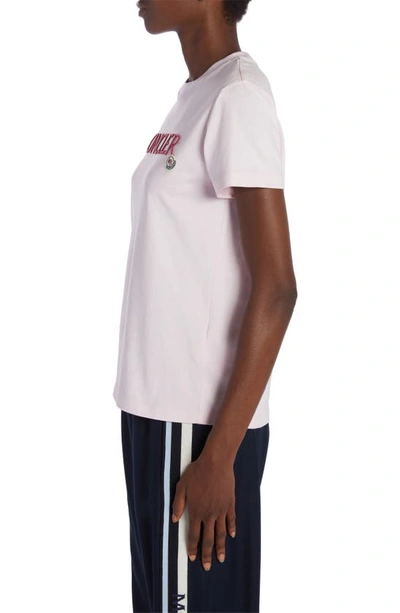 Moncler Embroidered Logo Short-sleeve T-shirt In Pink