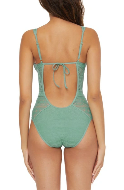 Shop Becca Color Play Lace One-piece Swimsuit In Mineral