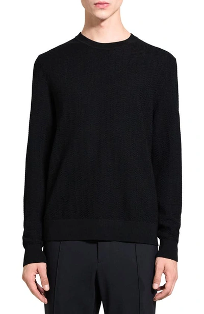 Shop Theory Novo Merino Wool Blend Crewneck Sweater In Black
