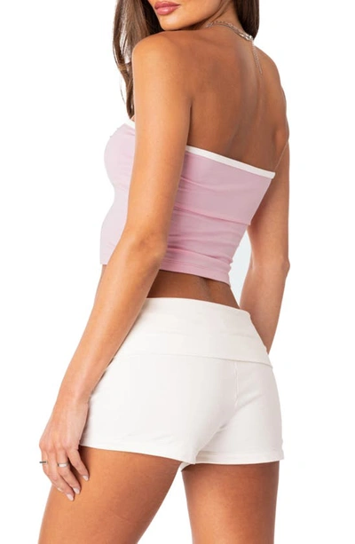 Edikted Women's Strapless Crop Top With Small Belt On Bust In Light-pink