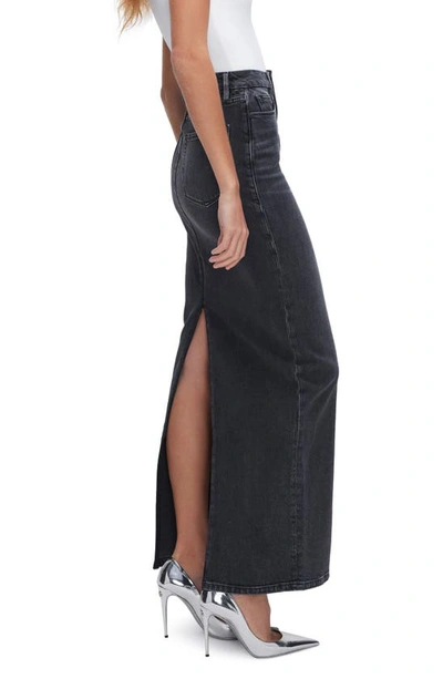 Shop Good American Tube Denim Maxi Skirt In Black281