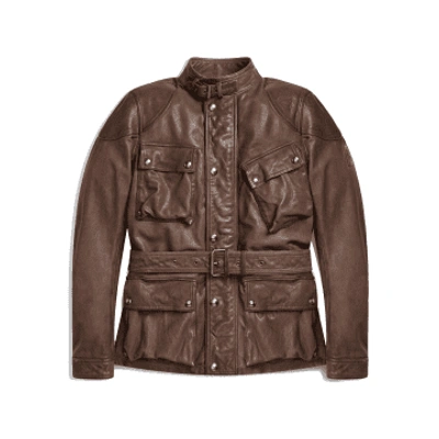 Shop Belstaff Speedmaster Jacket Matte Brown Burnished Leather