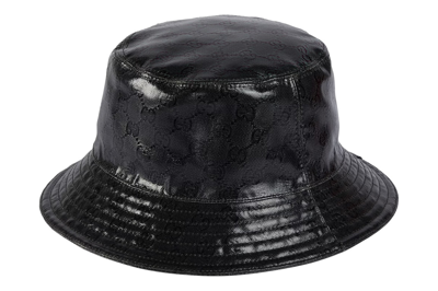 Pre-owned Gucci Gg Crystal Bucket Hat Black