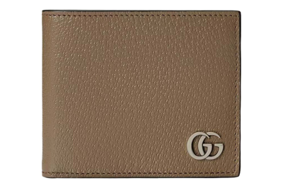 Pre-owned Gucci Gg Marmont Card Case Wallet Taupe
