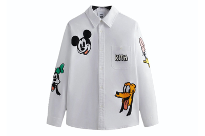 Pre-owned Kith X Disney Mickey & Friends Oxford Apollo Shirt White 