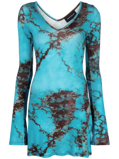 Shop Louisa Ballou Stone-print Mini Dress - Women's - Cupro/spandex/elastane In Blue
