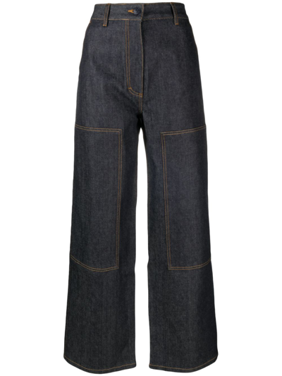 Shop Cecilie Bahnsen Virginia Wide Leg Jeans - Women's - Cotton/polyurethane In Blue