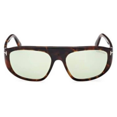 Shop Tom Ford Edward Green Browline Unisex Sunglasses Ft1002 52n 58 In Dark / Green