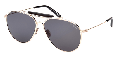 Shop Tom Ford Raphael Smoke Pilot Mens Sunglasses Ft0995 28a 59 In Gold / Rose / Rose Gold