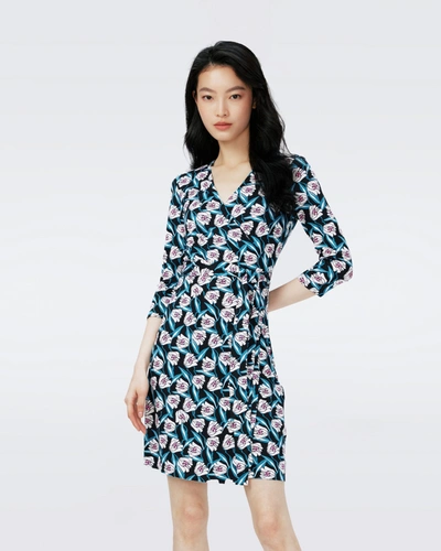 Shop Diane Von Furstenberg Julian Silk Jersey Wrap Dress By  In Size L In Fortune Vine Ivory