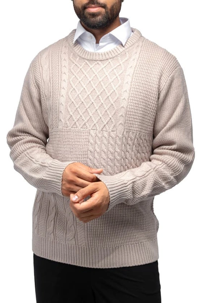 X-ray Cable Knit Turtleneck Fashion Sweater In Sand
