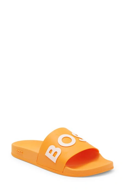 Shop Hugo Boss Bay Slide Sandal In Medium Orange