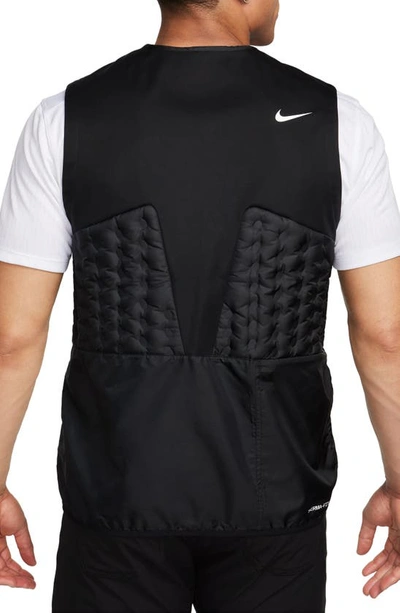 Shop Nike Therma-fit Repel Water Repellent Down Golf Vest In Black/ Black/ White