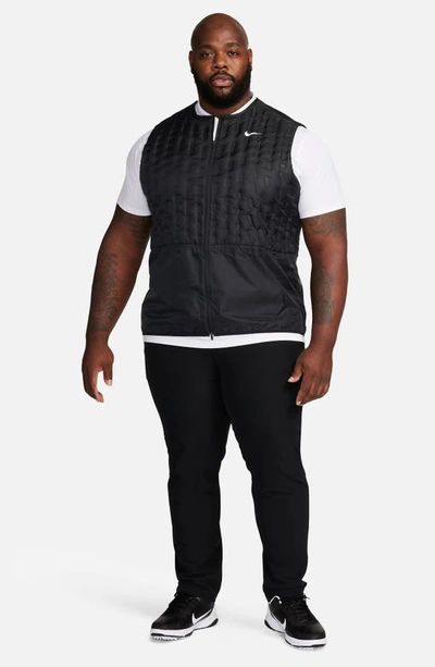 Shop Nike Therma-fit Repel Water Repellent Down Golf Vest In Black/ Black/ White