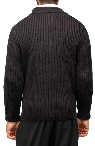 X-ray Rib Quarter Zip Sweater In Black