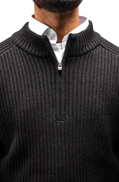X-ray Rib Quarter Zip Sweater In Black