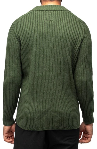 X-ray Rib Quarter Zip Sweater In Olive