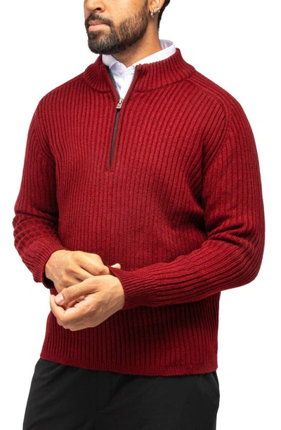 X-ray Xray Rib Quarter Zip Sweater In Burgundy