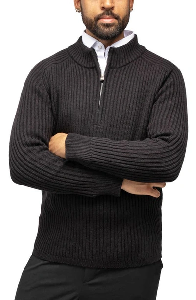 X-ray Rib Quarter Zip Sweater In Black