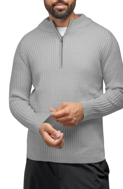 Shop X-ray Xray Rib Quarter Zip Sweater In Light Grey