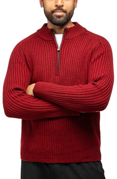 X-ray Xray Rib Quarter Zip Sweater In Burgundy