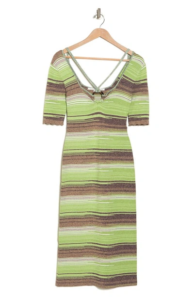 Shop Veronica Beard Kante Stripe Knit Dress In Multi Green