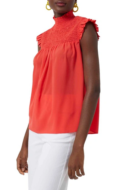 Shop French Connection Boza Smocked Sleeveless Top In Hibiscus