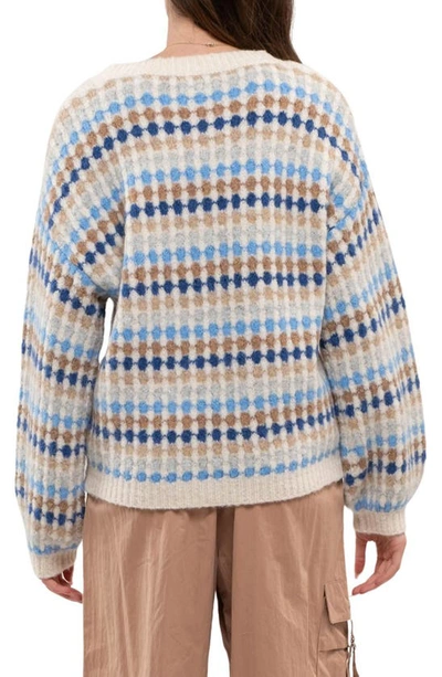Shop Blu Pepper Drop Shoulder Crewneck Sweater In Denim Multi