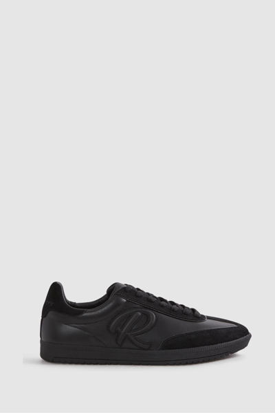 Shop Reiss Alba - Black Leather-suede Low Trainers, Uk 8 Eu 42
