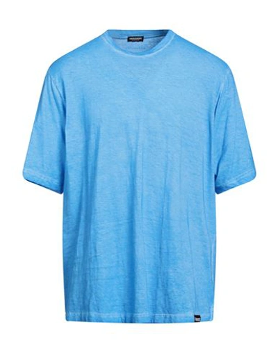Shop Dsquared2 Man Undershirt Azure Size M Cotton, Elastane In Blue