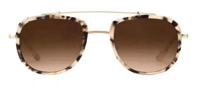 Krewe Breton Matte Oyster 24k Navigator Sunglasses In Multi