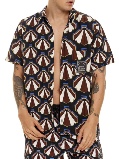 Shop Agua Bendita Men's Diving Into Dreams Jack Abstract Button-front Shirt In Linen