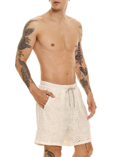 Shop Agua Bendita Men's Diving Into Dreams Maury Crocheted Swim Shorts In Beige
