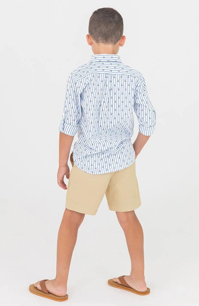 Ruggedbutts Anchors Stripe Button-up Shirt In White