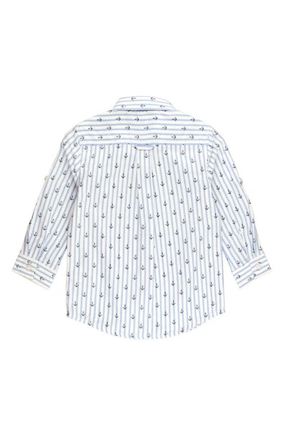 Shop Ruggedbutts Anchors Stripe Button-up Shirt In White