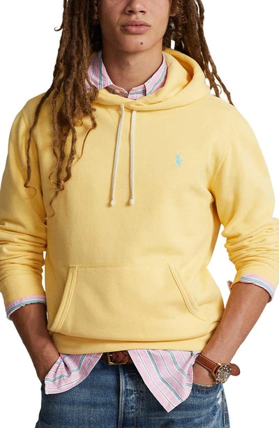 Shop Polo Ralph Lauren Fleece Drawstring Hoodie In Corn Yellow