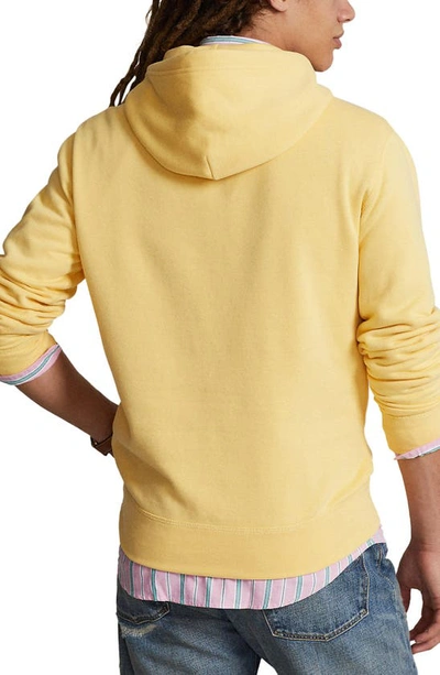 Shop Polo Ralph Lauren Fleece Drawstring Hoodie In Corn Yellow