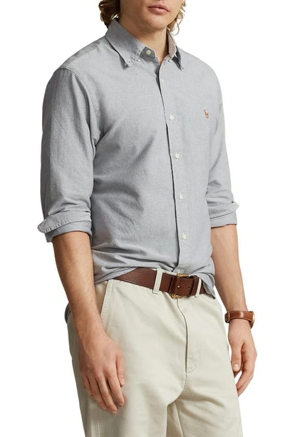 Shop Polo Ralph Lauren Cotton Oxford Button–down Shirt In Slate