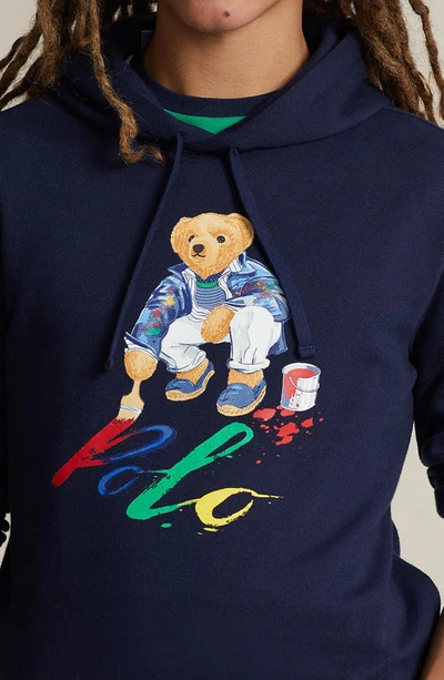 Shop Polo Ralph Lauren Polo Bear Graphic Hoodie In Cr23 Cruise Navy Paint Bear