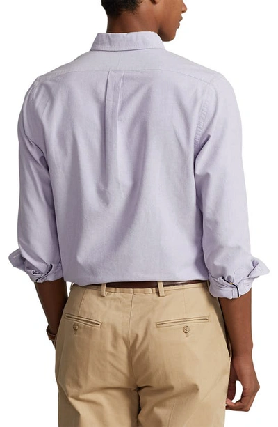 Shop Polo Ralph Lauren Contrast Trim Cotton Oxford Button–down Shirt In Thistle