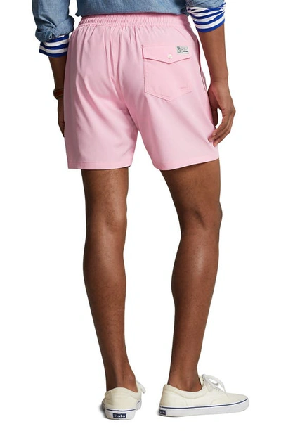 Shop Polo Ralph Lauren Traveler Polo Rider Swim Trunks In Course Pink