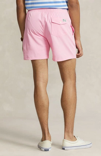 Shop Polo Ralph Lauren Traveler Polo Rider Swim Trunks In Course Pink