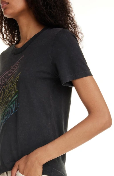 Shop Isabel Marant Étoile Ziliani Distressed Cotton Logo Graphic T-shirt In Faded Black