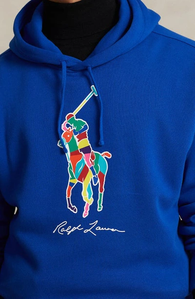 Shop Polo Ralph Lauren Logo Fleece Hoodie In Sapphire Star